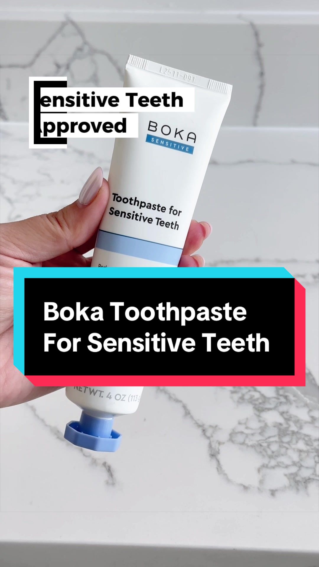 TikTok post by @cfamilylove for Boka. Caption reads: We love this @Boka Oral Care toothpaste my kids....