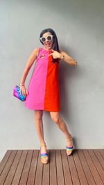 Instagram post by @dreams.of.colour for Mister Zimi. Caption reads: [...] Gigi Dress in Peppermint Stripe: @misterzimi....