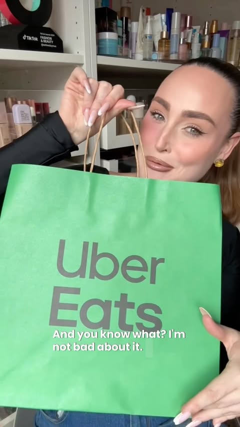 Instagram post by @ashleedaymua for Uber Eats. Caption reads: My mini crisis has OFFICIALLY been averted! PHEW!....