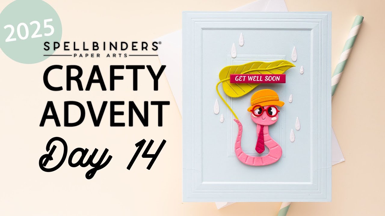 YouTube post by @Yana.Smakula for Spellbinders Paper Arts. Caption reads: Spellbinders 2025 Crafty Advent Calendar - Day 14.