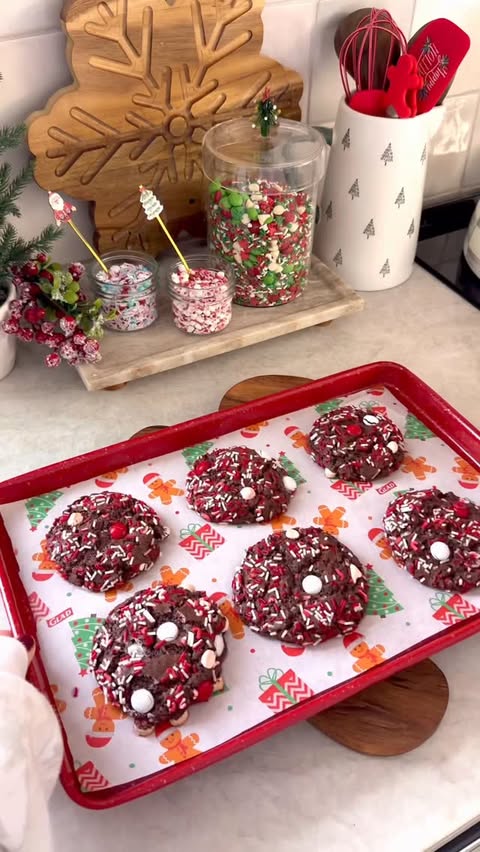 Instagram post by @organizewithrosie for Fancy Sprinkles. Caption reads: Holiday cookie bar MUST: Fancy Sprinkles! 🍪✨ Grab....