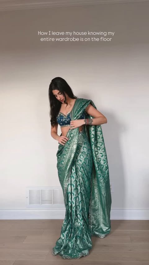 Instagram post by @ankita.creates for LASHKARAA. Caption reads: A mermaid in this saree 🧜🏼‍♀️ Wearing @lashkaraa....