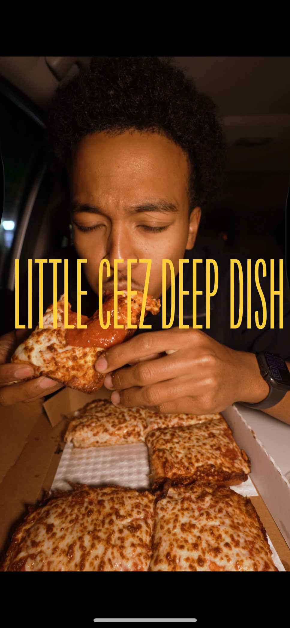 TikTok post by @maarrjack for Little Caesars. Caption reads: LITTLE CAESARS DEEP DISH MUKBANG @Little Caesars....