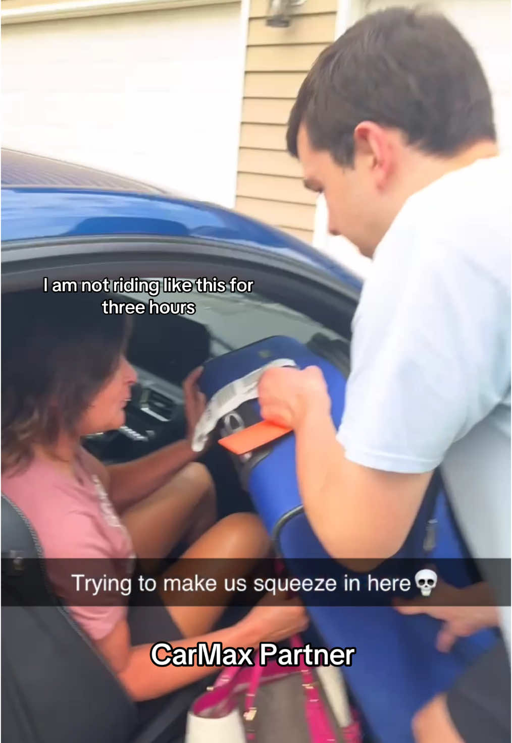 TikTok post by @eazyblakeoven_ for Carmax. Caption reads: #Ad Everyone use @CarMax to find your next car!....