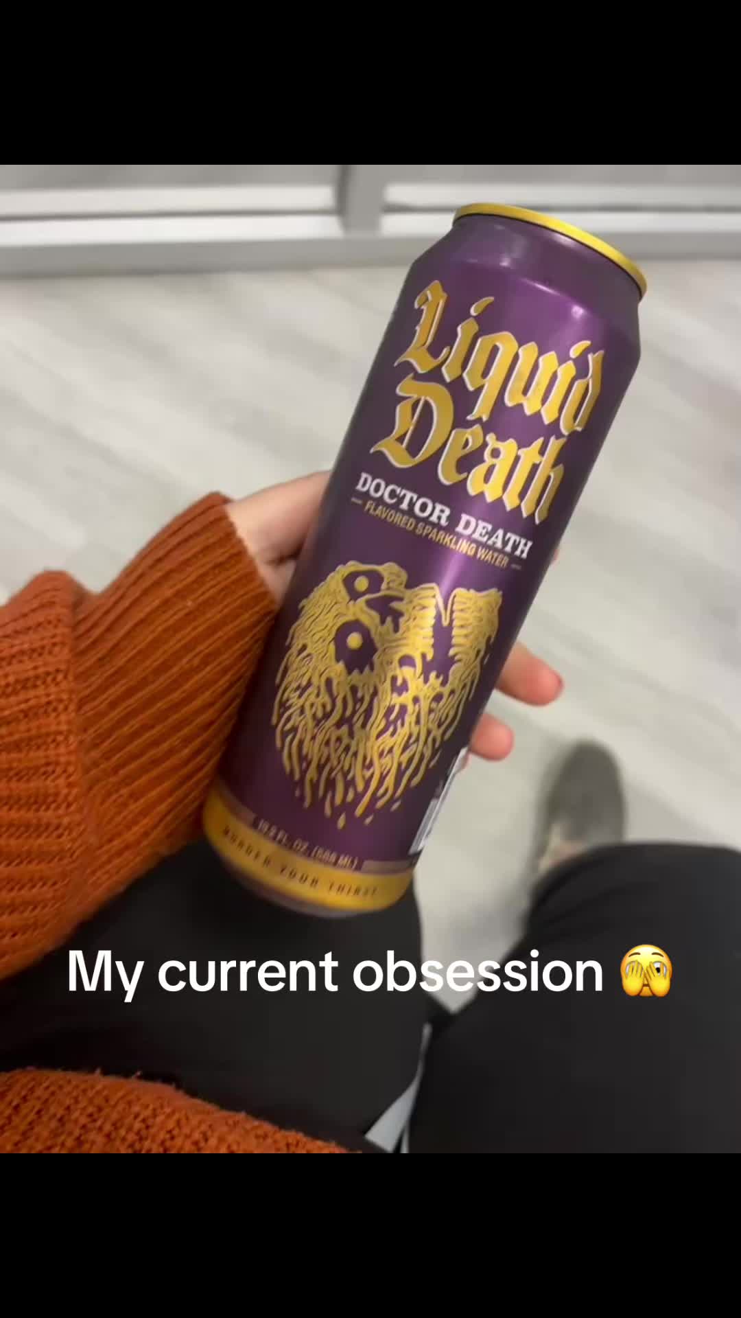 TikTok post by @mayraalexaldama for Liquid Death. Caption reads: Currently obsessed with @Liquid Death This taste....