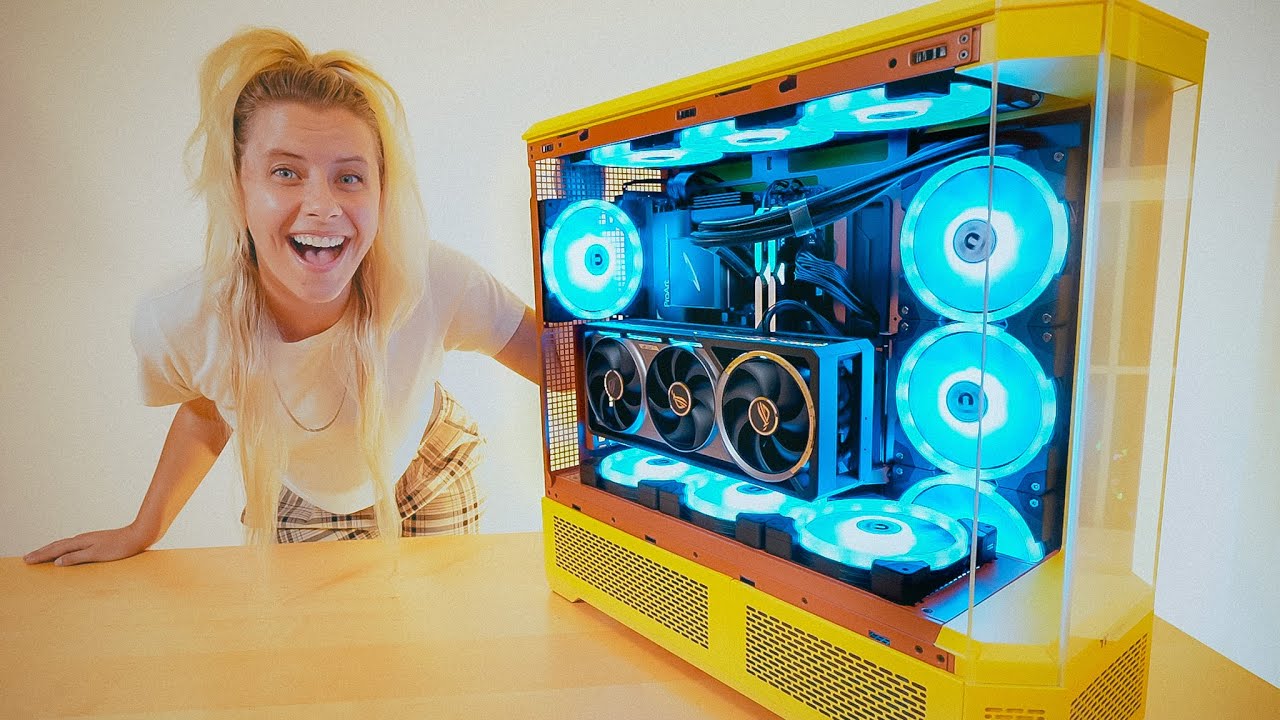 YouTube post by @NoisyButters for Thermaltake North America. Caption reads: POWERFUL GAMING / WORKSTATION PC BUILD ft NEW....