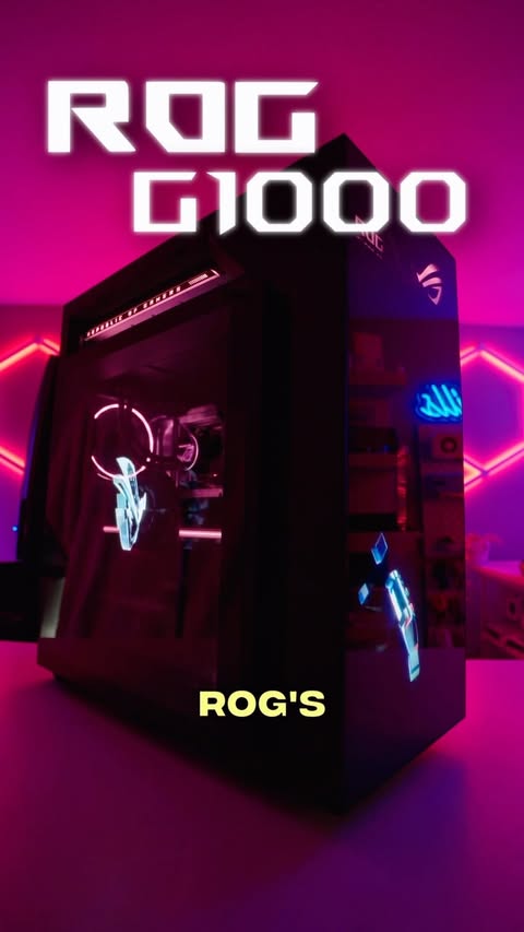 Instagram post by @realgivemchills for Republic of Gamers. Caption reads: Meet the ROG G1000 Prebuilt gaming PC featuring....