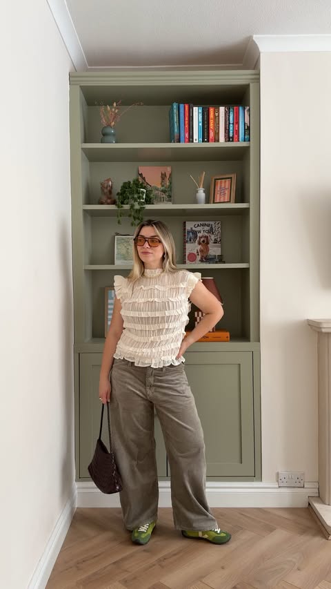 Instagram post by @ambstorey for Anthropologie. Caption reads: ad | pilcro denim for every occasion....