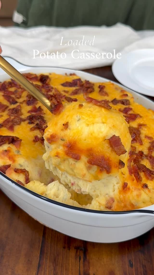 Instagram post by @thesaltycooker for Tillamook. Caption reads: Twice baked potato casserole is always a hit at my....