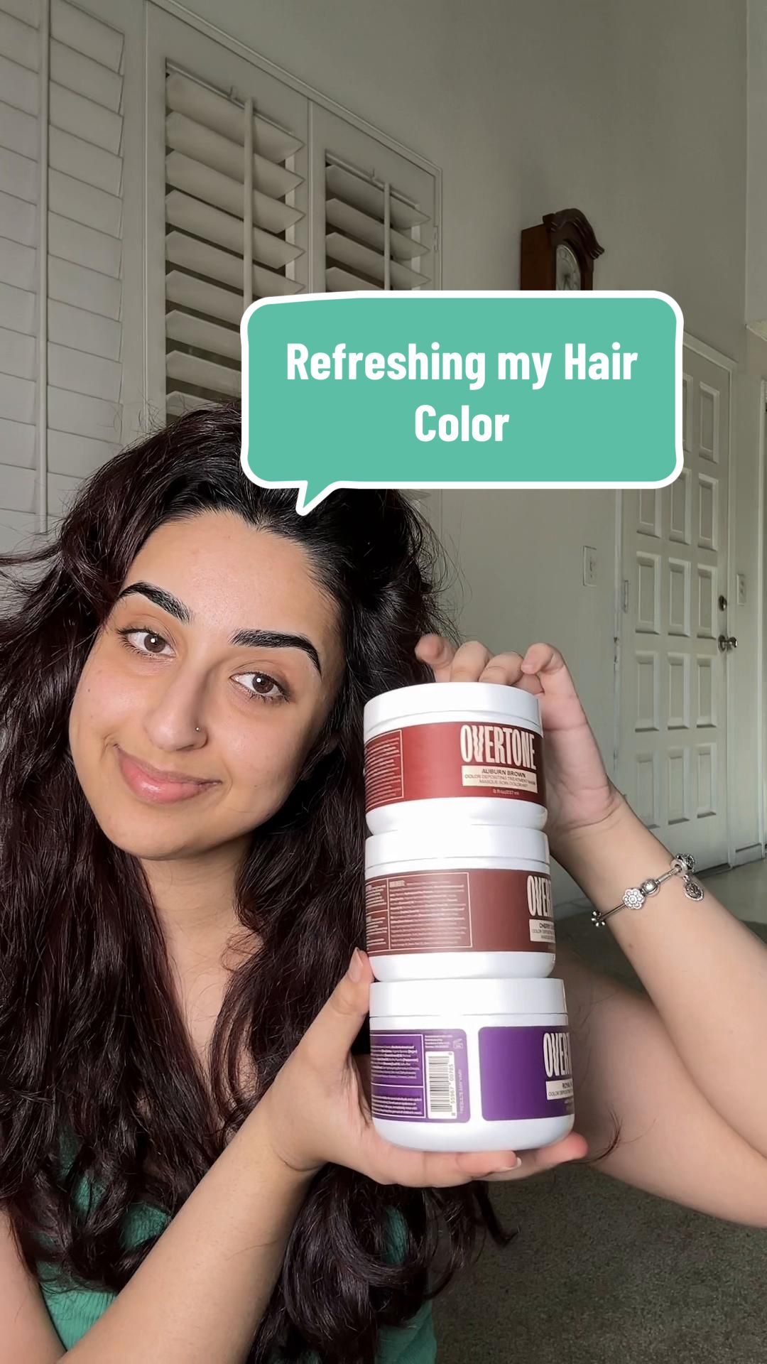 TikTok post by @sumans.waves for oVertone Color. Caption reads: me and @oVertone Color go WAYY back 😍 In 2019....