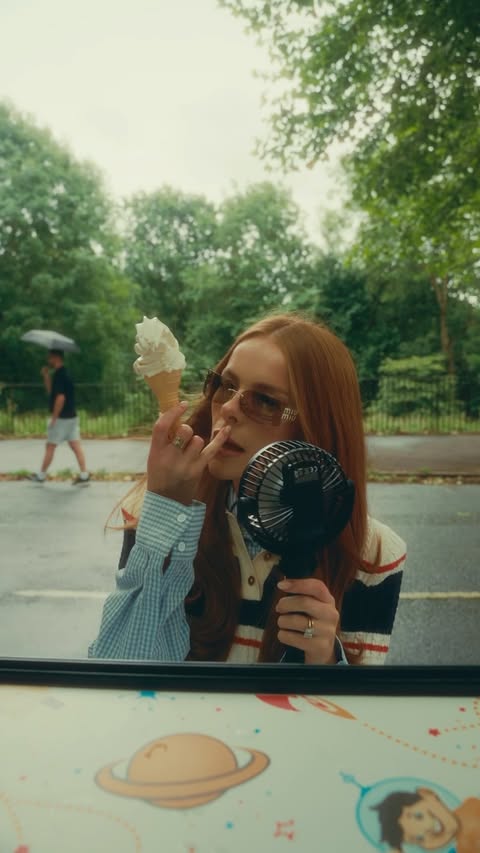 Instagram post by @jillyisabella for Miu Miu. Caption reads: A Scottish summer, the Miu Miu [meow meow] way 🩵....