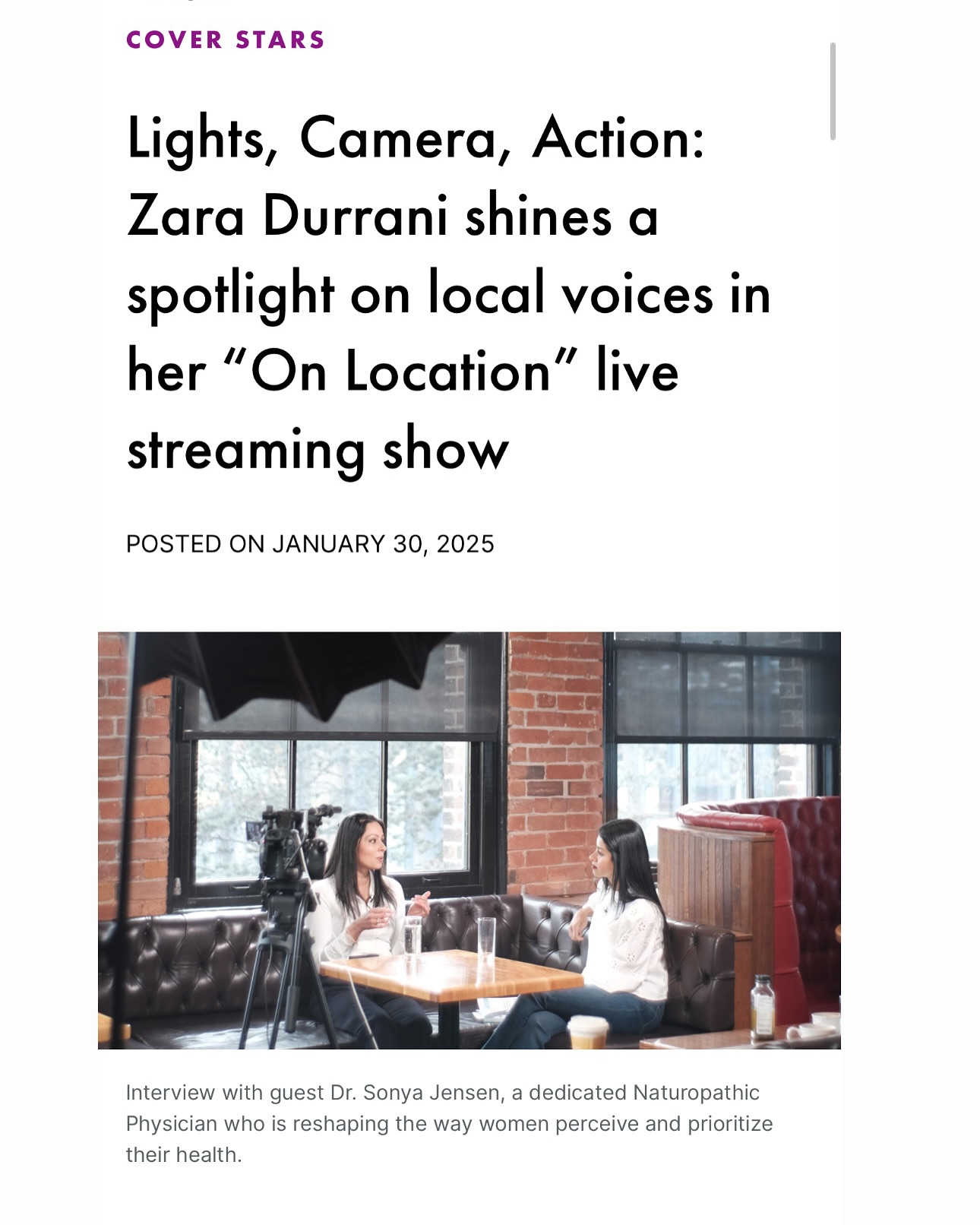 Instagram post by @zaradurrani for TELUS. Caption reads: Grateful for the opportunity to share my journey,....