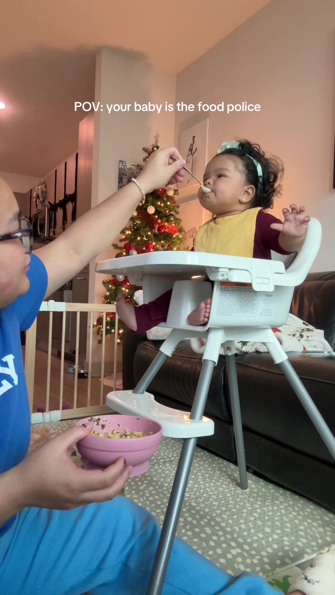 TikTok post by @christina.ngu for Little Spoon. Caption reads: [...] anytime I eat she wants my food 😭 I made....