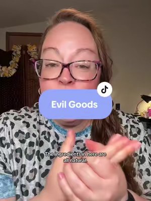 TikTok post by @jenm_creator for Evil Goods. Caption reads: EVIL GOODS! Whipped Beef Tallow & Manuka Honey....