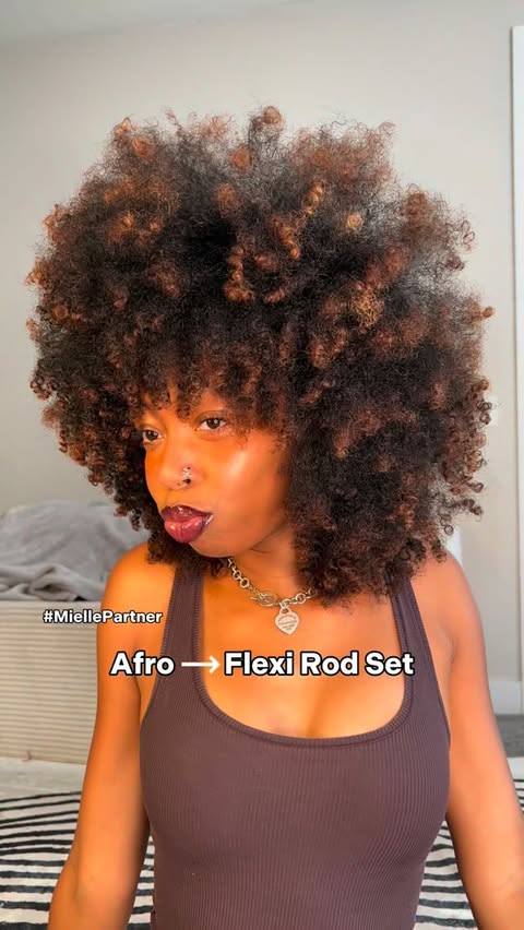 Instagram post by @bigfasia for Mielle Organics. Caption reads: This week we go flexi rod set with @mielleorganics....