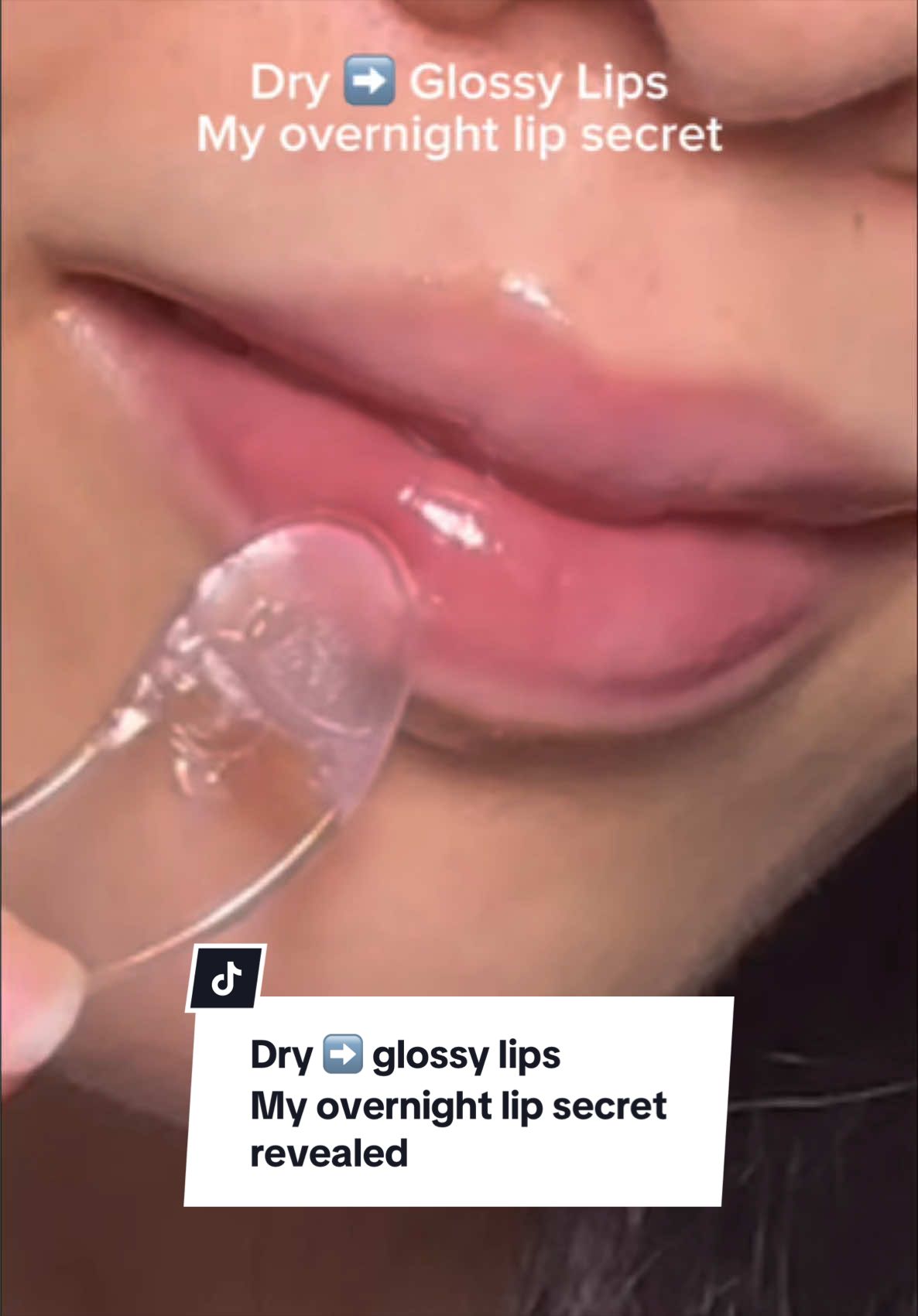 TikTok post by @thekimedit for Heimish. Caption reads: [...] lip secret to plump, glossy lips! 💖 Heimish....