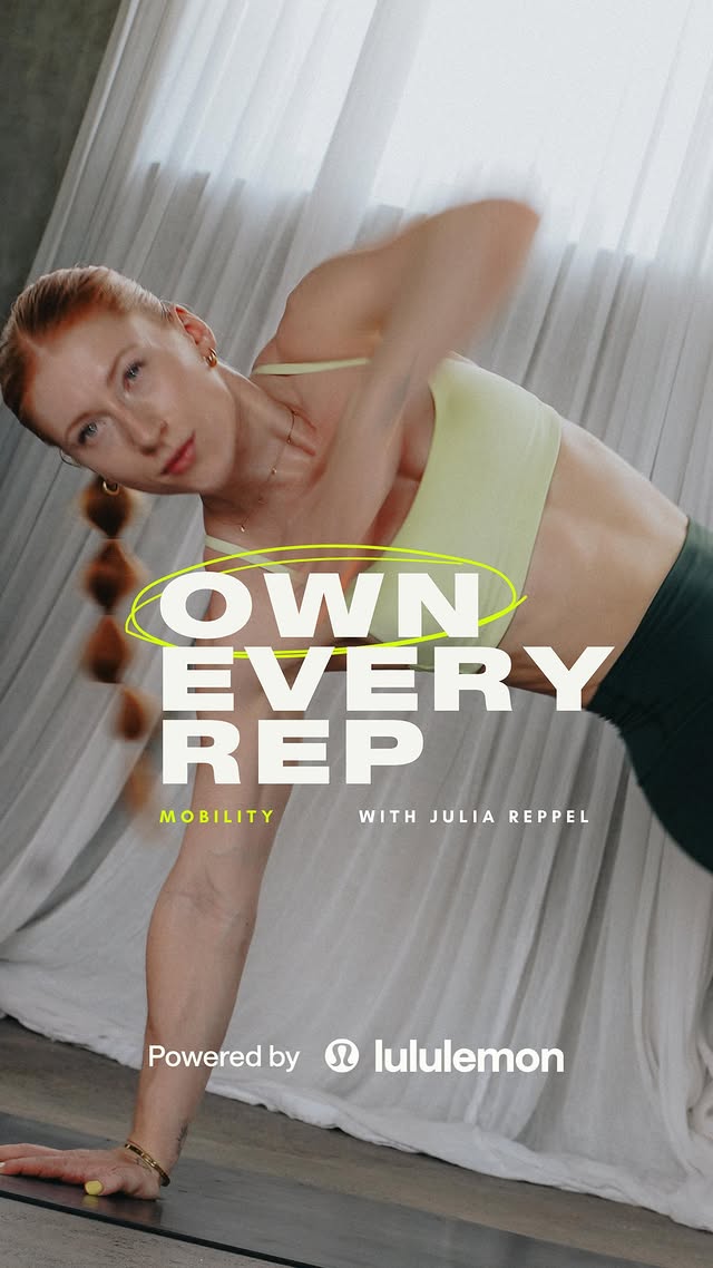 Instagram post by @julia.reppel for foodspring. Caption reads: Werbung/Ad | OWN EVERY REP ⚡️ powered by....