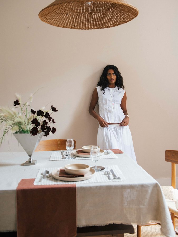 Instagram post by @kirthanaa for Jenni Kayne. Caption reads: [...] all things summer gathering with @jennikayne....