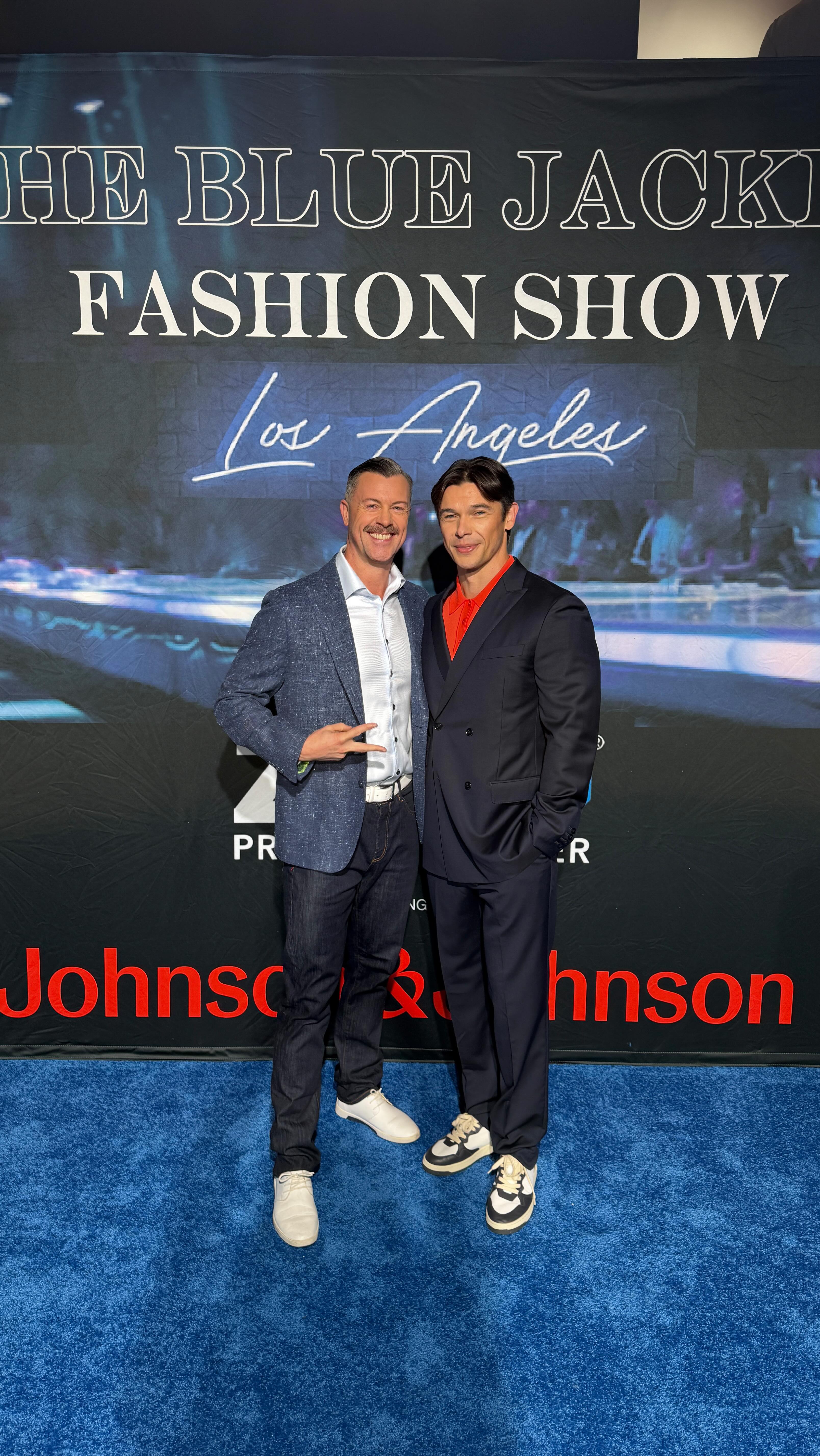 Instagram post by @paultelfer for Peacock TV. Caption reads: From Salem to the runway! 💙 Dan Feuerriegel and....