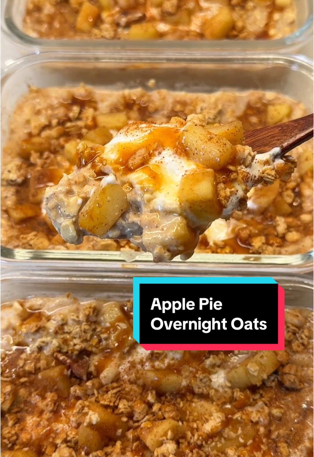 TikTok post by @doosifit for Isopure. Caption reads: [...] Overnight Oats Meal Prep 🍏 🥧 🤤 The....