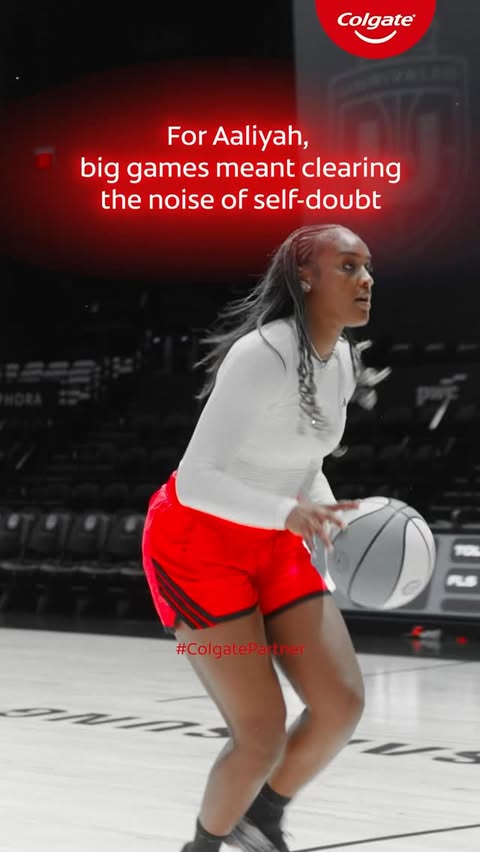 Instagram post by @aaliyahedwards_24 for Colgate. Caption reads: [...] court. Your smile is your strength and....