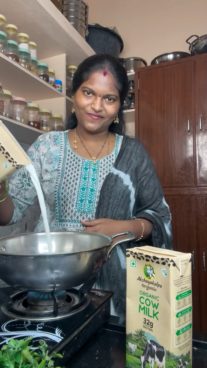 Instagram post by @kitchen.kavyas for Akshayakalpa Organic. Caption reads: children’s Day special kids, favourite recipe,....