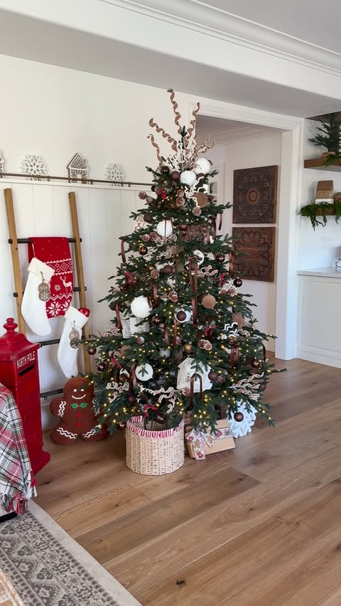 Instagram post by @gracefulhomeandhound for Balsam Hill. Caption reads: 🤎♥️🤍 I’m in my gingerbread era, so a gingerbread....