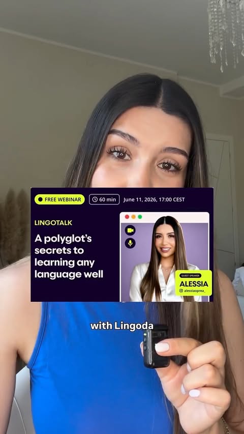 Instagram post by @alessiaoprea_ for Lingoda. Caption reads: [...] break down in my free live webinar with....