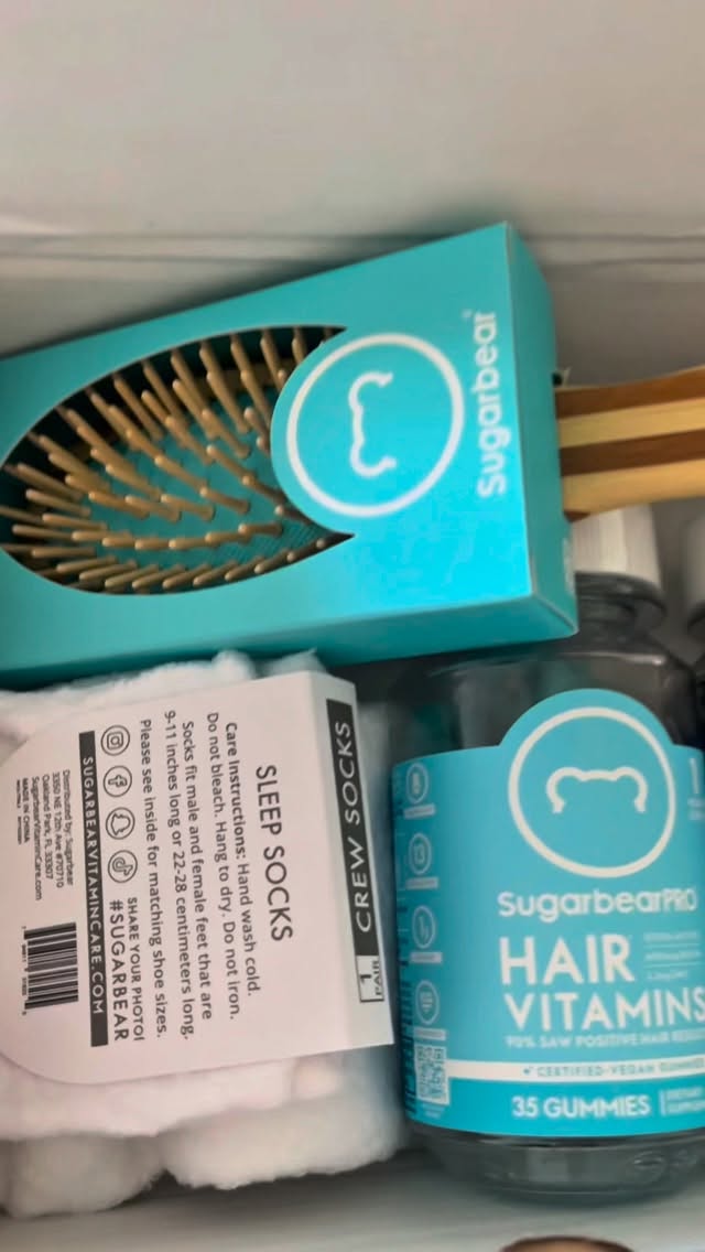 Instagram post by @ihereee for SugarbearPRO. Caption reads: Ad🩵 @sugarbearpro These vitamins taste so good!....