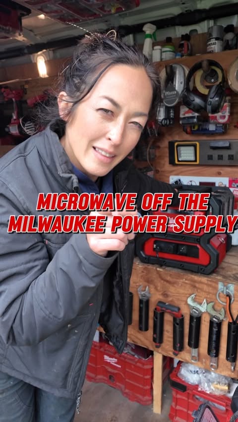 Instagram post by @the_ladyplumber for Milwaukee Tool. Caption reads: Being somebody who’s dealt with inverters quite a....