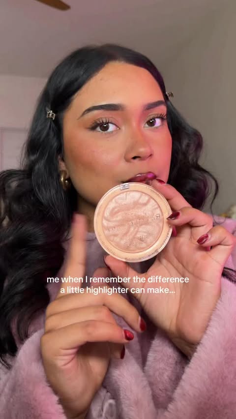 Instagram post by @michaelajacobs for Makeup Revolution. Caption reads: & a little goes a long way😭✨ gives u the most....