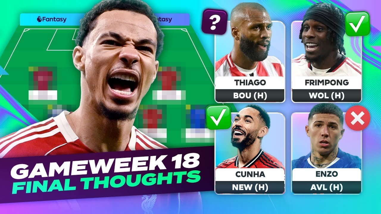 YouTube post by @LetsTalkFPL for Premier League. Caption reads: [...] THOUGHTS GAMEWEEK 18 🎄 | Fantasy Premier....
