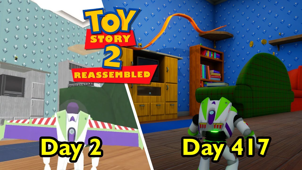 YouTube post by @Level_reDesign for ArtStation. Caption reads: I spent 1 year remaking Toy Story 2 in Unreal....