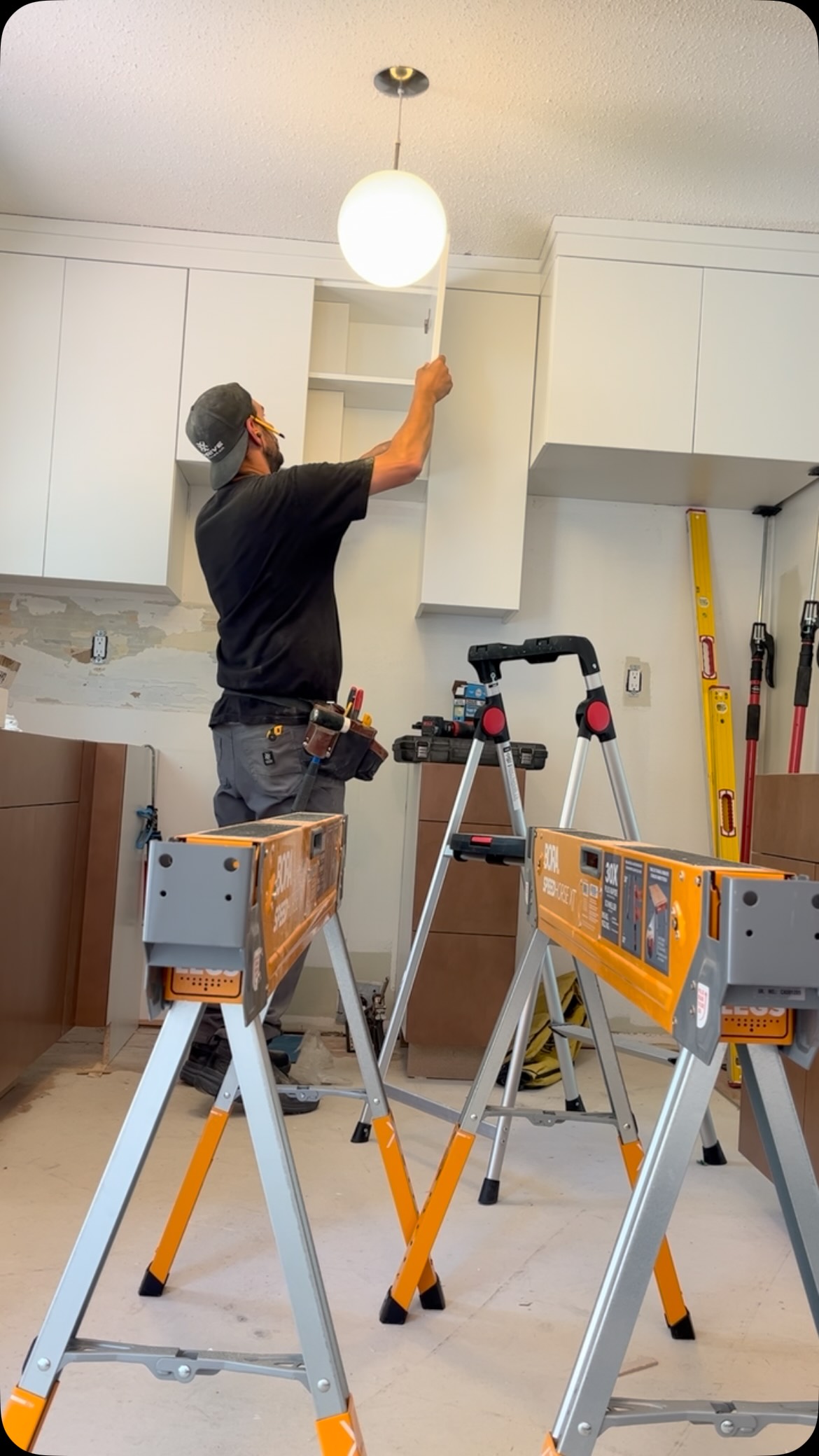 Instagram post by @beavercreekcustoms for BORA Tool. Caption reads: I added a duct work cover in this cabinet, so I....