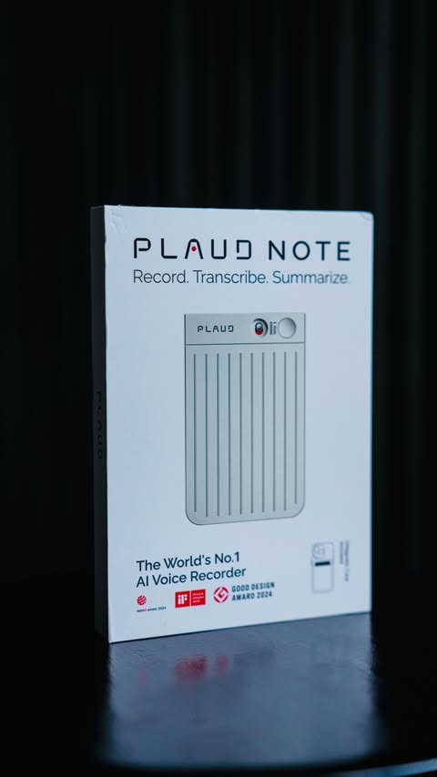 Instagram post by @andreamariani_am for PLAUD. Caption reads: [...] you with just one click? I present you....