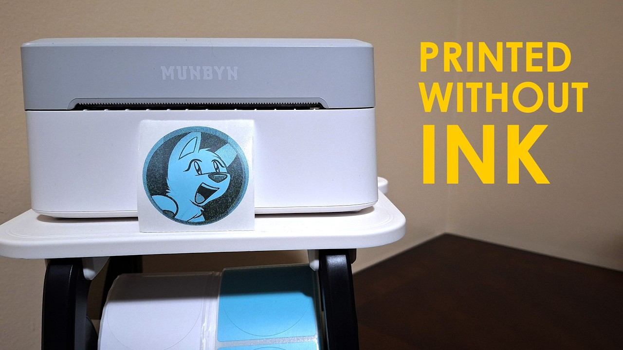 YouTube post by @CrownePrince for Munbyn. Caption reads: Thermal Printer Review - Munbyn RW 403B.