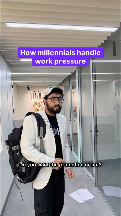 Instagram post by @sahil_the9to5 for KAYAK. Caption reads: Gen Z vs Millennials in the office.....