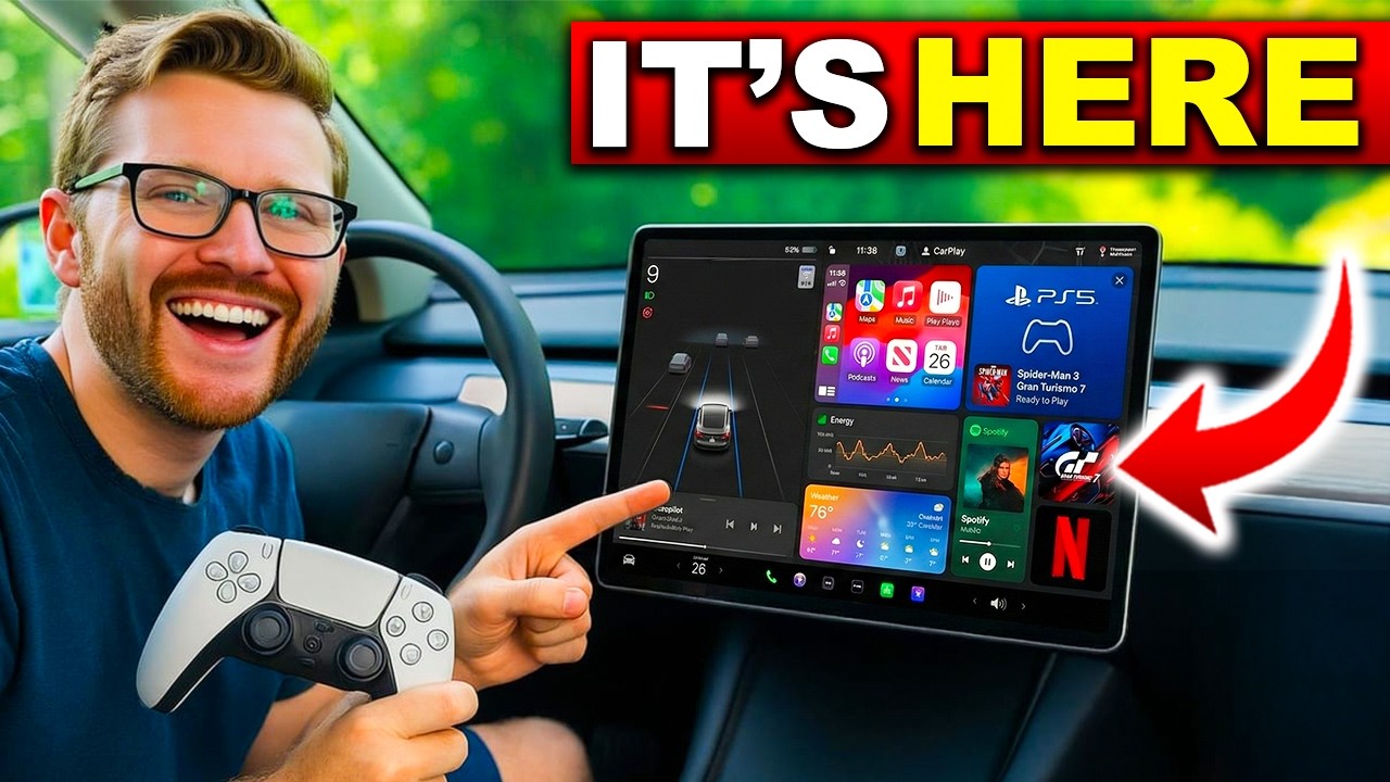 YouTube post by @RobertRosenfeld1 for 3Wliners. Caption reads: Tesla FINALLY Launches Holiday Update | Free....