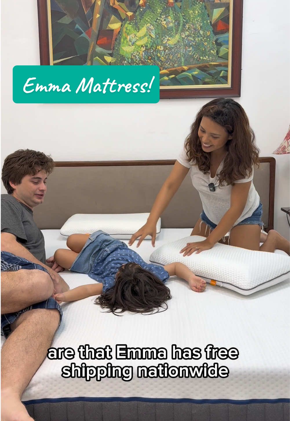 TikTok post by @pamilyaabilla for Emma Sleep NL. Caption reads: I found a great gift for my whole family to enjoy.....