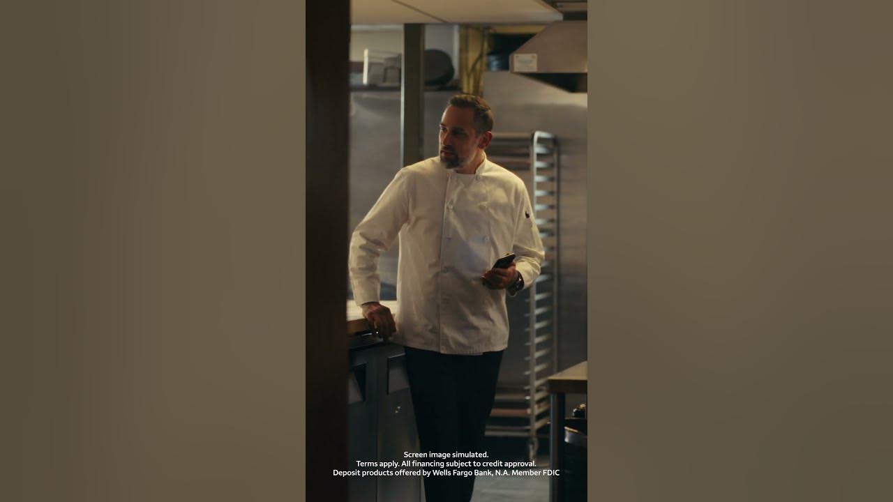 YouTube post by @wellsfargo for Wells Fargo. Caption reads: Carlos the Head Chef & Business Owner.