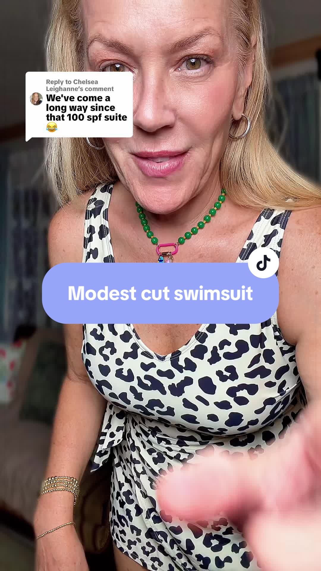 TikTok post by @godlives777 for Yonique. Caption reads: [...] #swimdress #swimwearfashion @Yonique.