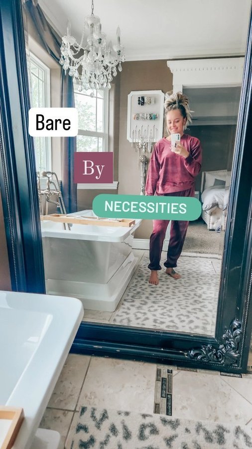 Instagram post by @sarahshawyall for Bare Necessities. Caption reads: Bare by @barenecessities try on! I'm reliving my....