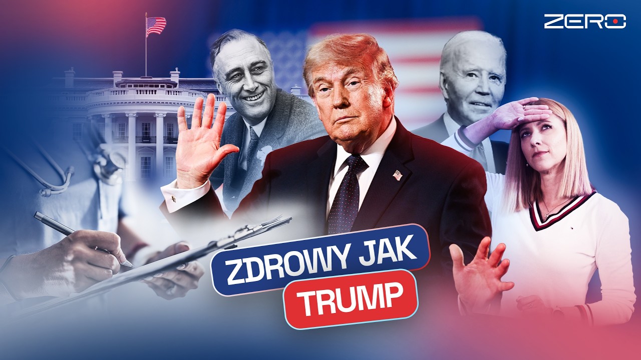 YouTube post by @KanalZeroPL for XTB. Caption reads: THE HEALTHIEST PRESIDENT IN THE WORLD! TRUMP THE....