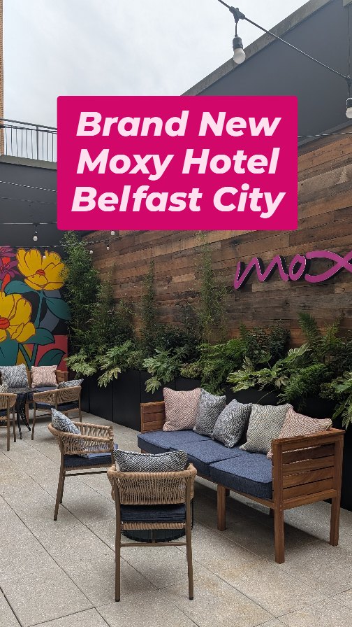 Instagram post by @documentbelfast for Discover Northern Ireland. Caption reads: Our Stay in the Brand New @moxybelfastcity....