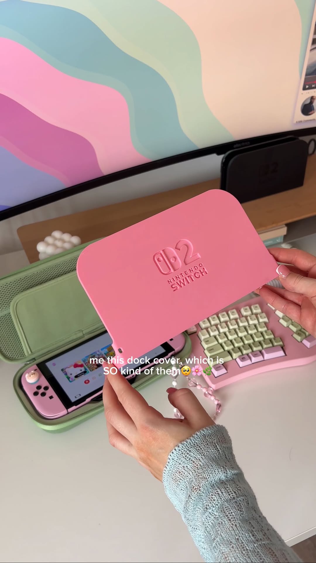Instagram post by @agenomicsphd for Belkin. Caption reads: accessorising my switch 2 ✨🌷🌿 sooo obsessed with....