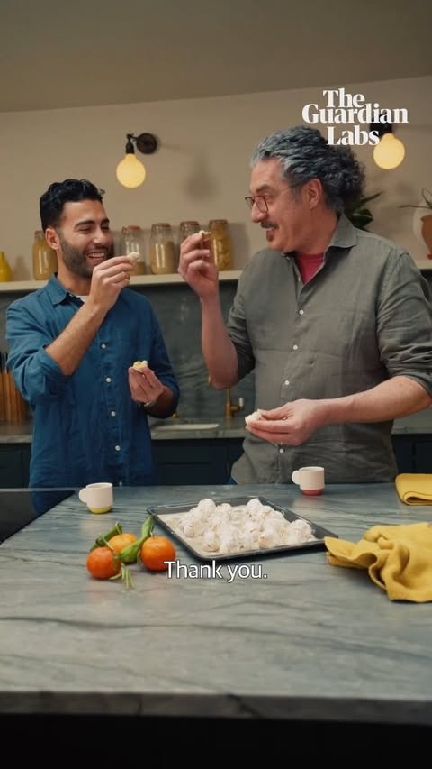 Instagram post by @our_cookingjourney for The Guardian. Caption reads: #Ad We are back in the kitchen making Pizzicotti -....