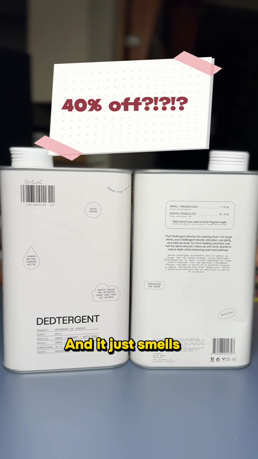TikTok post by @candijessie for DedCool. Caption reads: [...] price! #dedtergent #Home #laundry #milk....