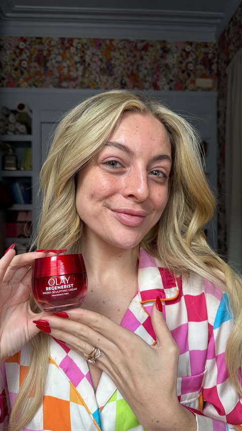 Instagram post by @rachmartino for OLAY. Caption reads: #olaypartner #ad chatting all things skincare and....
