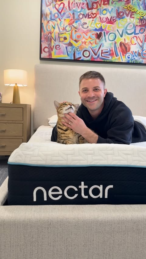 Instagram post by @mickeyandmort for Nectar Sleep. Caption reads: [...] sleep?? 🛌 Save up to 50% on your....