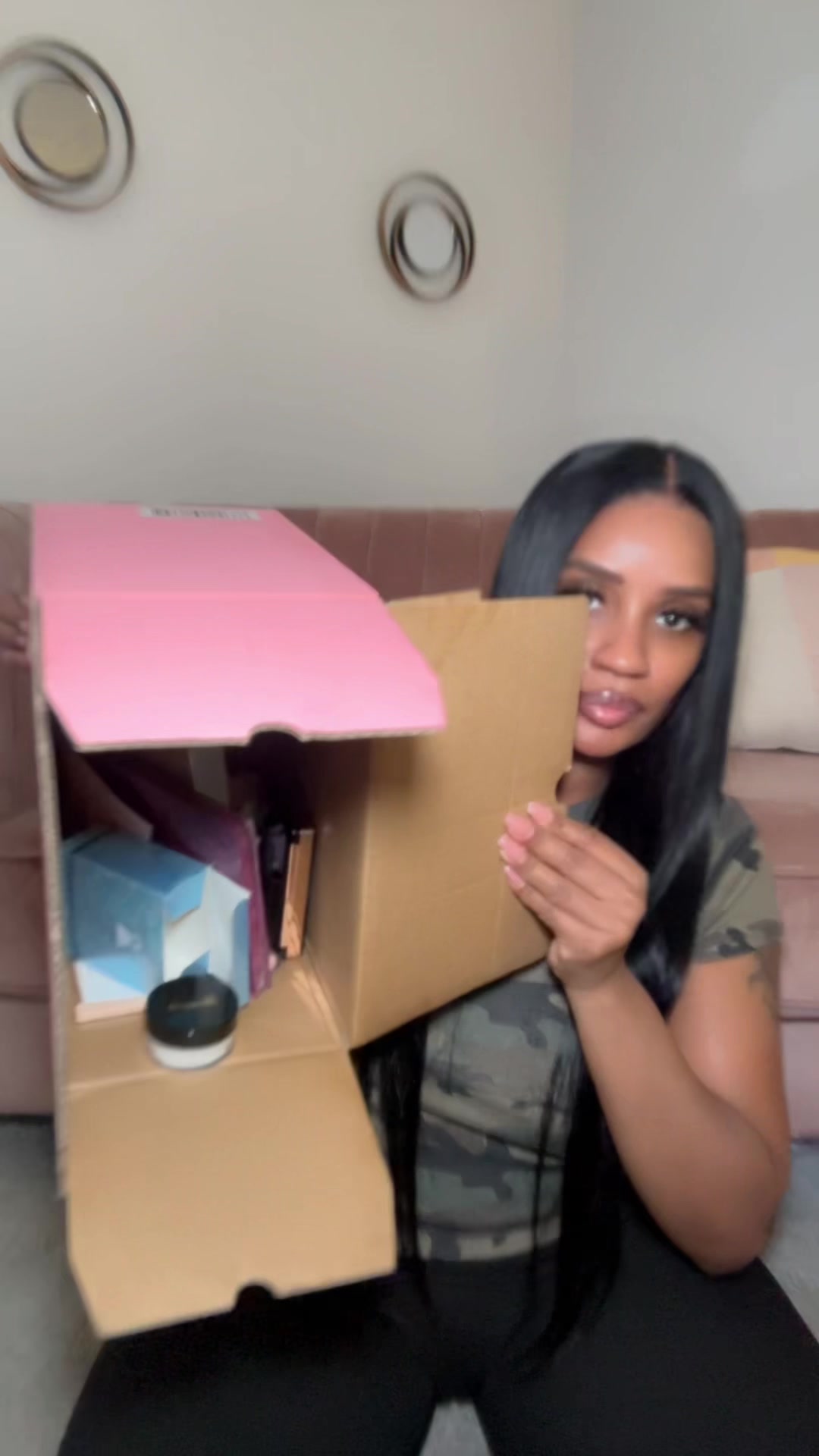 TikTok post by @marlainnaj for Kati Beauty NYC. Caption reads: @Kati Beauty NYC the pink box 📦 30 is 🔥🔥🔥....